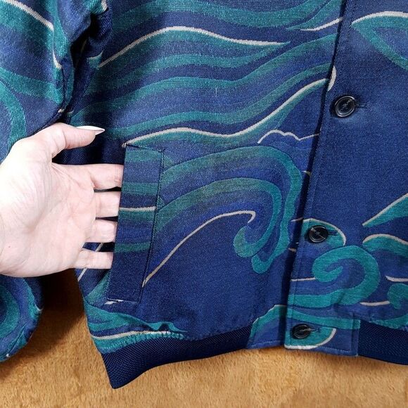 SCOTCH & SODA Bomber Jacket Mens Medium Blue Green Lightweight Jacquard $268 - Picture 4 of 10